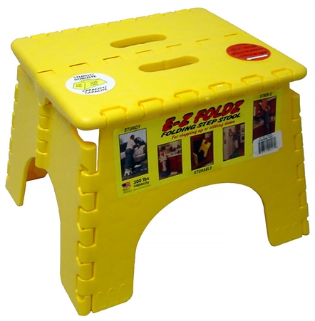 B&R Plastics 101-6Y E-Z Foldz Yellow Step Stool - 11.5"