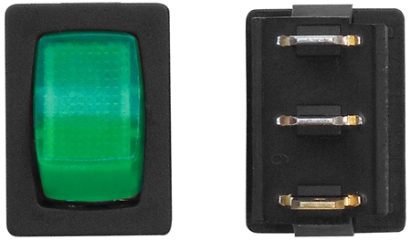 Valterra DG238VP Mini 12V Illuminated On/Off SPST Switch Black/Green