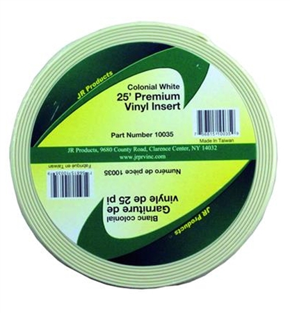 JR Products 10035 Premium Vinyl Insert - 25' x 1" - Colonial White