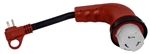 Valterra A10-1550D90 Mighty Cord 90Â° LED 15AM-50AF Adapter Cord - 12" - Red