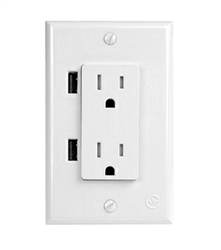 Current Werks 2216-885-TRW Current Werks Duo AC Wall Outlet with 2 Built-in USB Ports