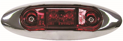 Peterson Slim-Line Clearance/Side Marker Light With Chrome Bezel, 3.95" x 1.35", Red