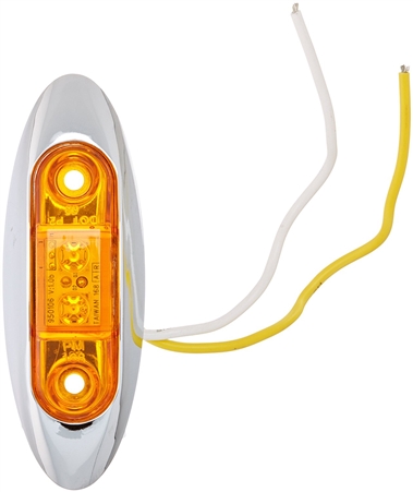 Peterson Slim-Line Clearance/Side Marker Light With Chrome Bezel, 3.95" x 1.35", Amber