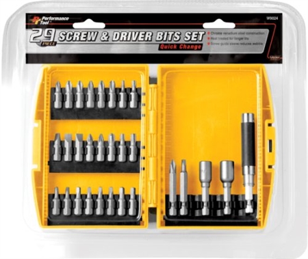 Performance Tool W9024 Quick Change Screw and Driver Set - 29 Piece