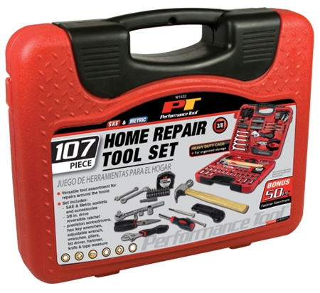 Performance Tool W1532 107 Piece Home And Auto Tool Set