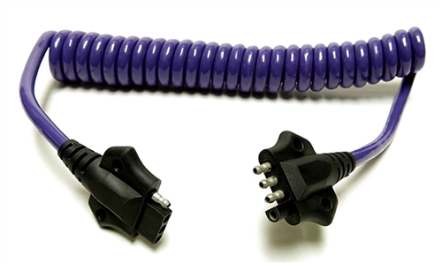 HitchCoil 95-12427-04 4-Way Flat Male To 4-Way Flat Female Coiled Trailer Cable, 6 Ft, Purple