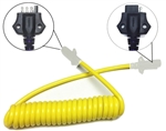 Hitch Coil 5-Way Flat Male To 5-Way Flat Female Coiled Trailer Cable, 6 Ft, Yellow