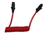 Hitch Coil 5-Way Round Female To 5-Way Round Female Coiled Trailer Cable, 3 Ft, Red