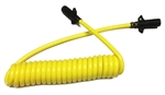Hitch Coil 5-Way Round Female To 5-Way Round Female Coiled Trailer Cable, 3 Ft, Yellow