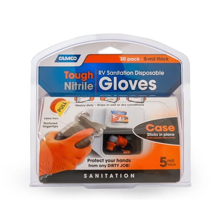 Camco 40286 RV Sanitation Disposable Nitrile Gloves - 30 Count - Orange