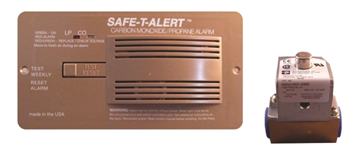 Safe-T-Alert 70-742-P-R-BR-KIT Dual CO/LP RV Gas Alarm with Solenoid Shutoff Valve - Brown