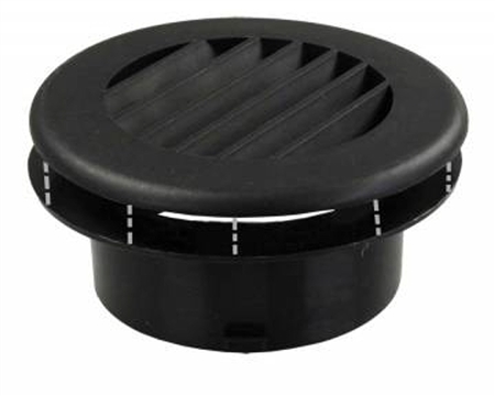 JR Products HV4BK-A  4", Black Thermovent Ducted Heat Vent Without Damper