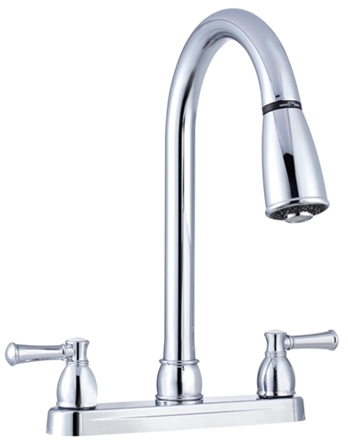 Dura Faucet DF-PK350L-CP Chrome Duel Lever Pull-Down Kitchen Faucet