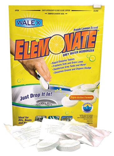 Walex TOI-61776 Elemonate Grey Water Deodorizer Drop-In Tablets - 5 Count