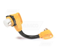 Camco 55562 Power Grip 50 Amp Male to 50 Amp Female 90 Degree Locking Electrical Adapter - 18"