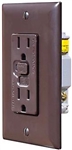 RV Designer S805 AC GFCI Dual Outlet With Brown Cover Plate