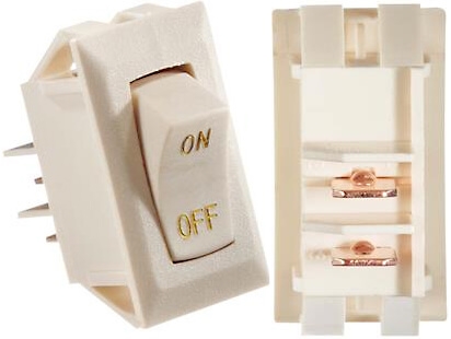 RV Designer S279 DC 10 Amp Rocker Switch - Ivory With Gold Text