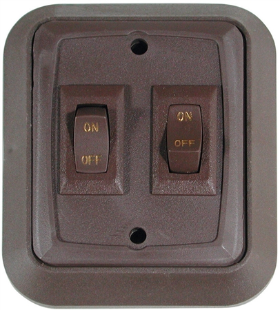 Valterra DGZ721VP SPST Double On/Off Wall Plate Switch - Brown