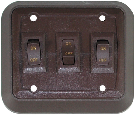Valterra DGZ731VP SPST Triple On/Off Wall Plate Switch - Brown