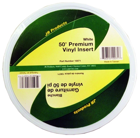 JR Products 10071 Premium Vinyl Insert - 50' x 1" - White