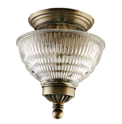 Gustafson Antique Brass Ceiling Light w/ Crystal Shade