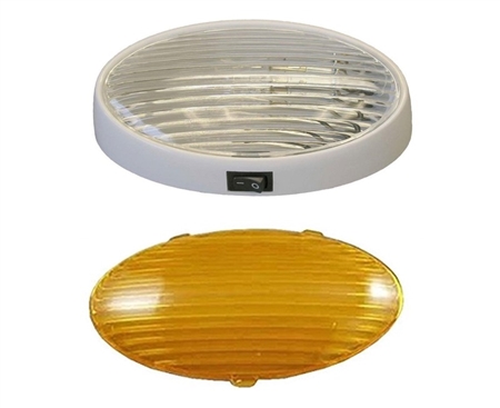 LaSalle Bristol GSAM4032 Oval RV Porch Light With Clear And Amber Lenses - With Switch