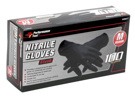 Performance Tool W89011 Black Nitrile Gloves - Medium
