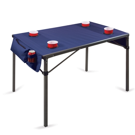 Picnic Time Travel Portable Folding Table - Navy with Gunmetal Grey Frame