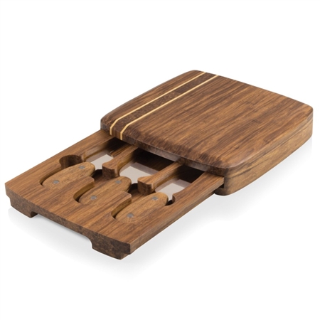Picnic Time Cordova Cutting Board and Tools Set - Crushed Bamboo