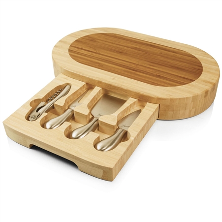 Picnic Time Formaggio Cheese Board and Tools Set - Rubberwood