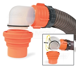 Camco 39733 RhinoFLEX RV Sewer Hose Swivel Elbow with 4-In-1 Adapter