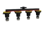 Flow-Rite BA-6FT-7A Pro-Fill Manifold With Valves, 2.5" Cell Spacing, 8V US Batteries, Black/Red