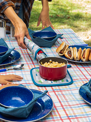 Lippert vinyl tablecloth in outdoor use