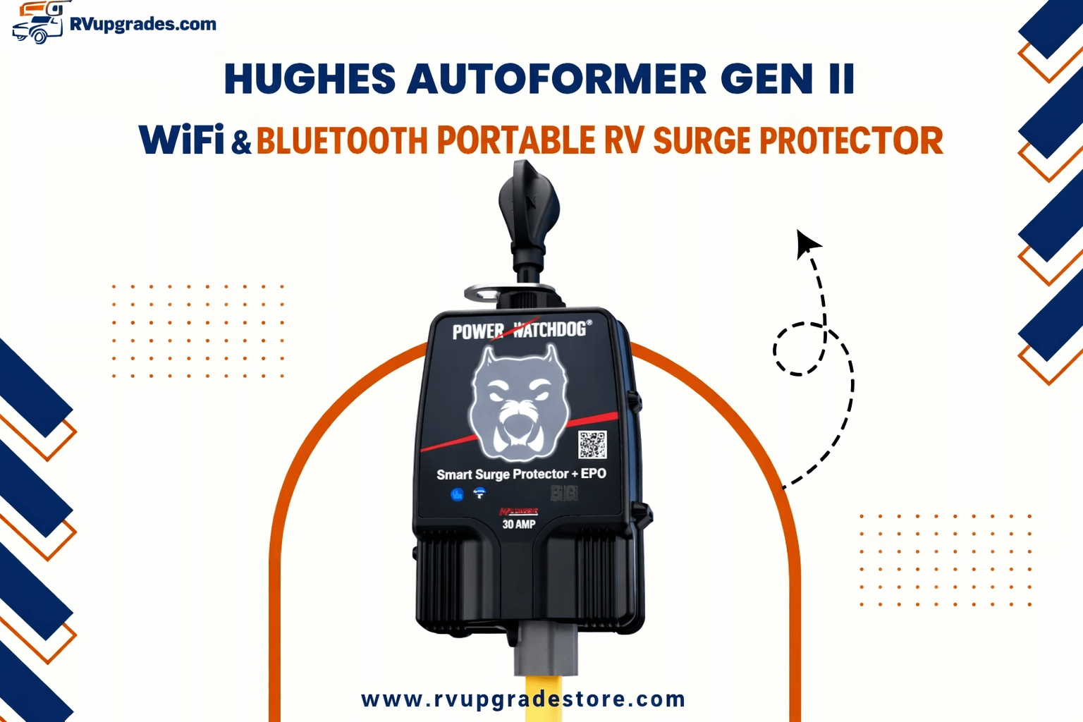 Hughes Autoformer Gen II WiFi & Bluetooth Portable RV Surge Protector With Auto Shutoff, 30 Amp