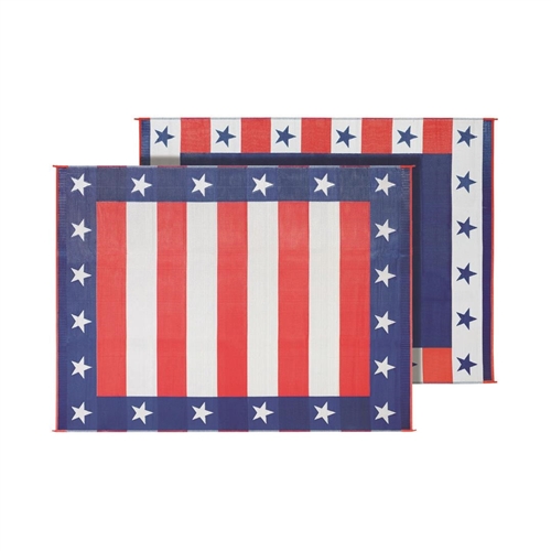 Faulkner 46503 Reversible RV Outdoor Patio Mat - Independence Day Design - 9' x 12'