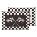 Faulkner 48707 Reversible RV Outdoor Patio Mat - Black & White Checkered Finish Line Design - 6' x 9'