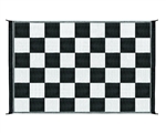 Camco 42884 Reversible RV Outdoor Mat - Black & White Checkered  - 9' x 6'