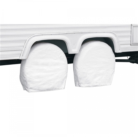 Semi Trucks Protects Against Rust & Storage Damage for RV 2-Pack Large Vehicle Tires White w/Felt Fits 29-31.75 Diameter Wheels Model 3 Smart Design RV Wheel Covers