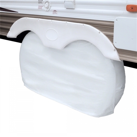 Classic Accessories 80-109-022801-00 Dual Axle Wheel Cover - White - Up To 27"