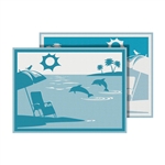 Faulkner 53000 Beach And Dolphins Turquoise RV Patio Mat - 9' x 12'