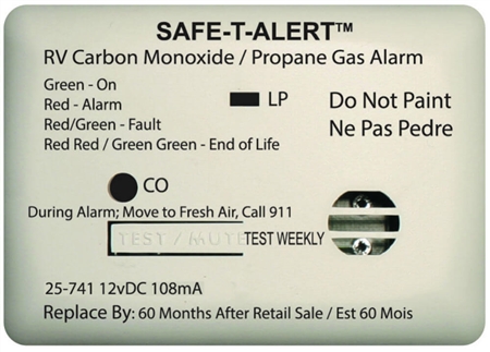 Safe-T-Alert 25-741-WT 25 Series Mini Dual Carbon Monoxide/LP Gas Detector - Surface Mount - White