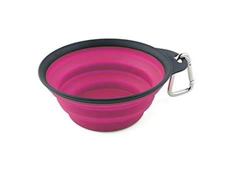 Dexas PW200432233 Small Collapsible Travel Pet Cup - Pink & Gray