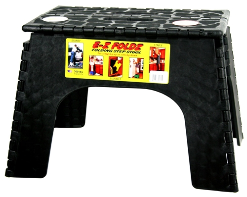 B&R Plastics 103-6BK E-Z Foldz Black Step Stool - 12"