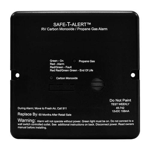 Safe-T-Alert 45 Series Dual CO/LP RV Gas Alarm, Black