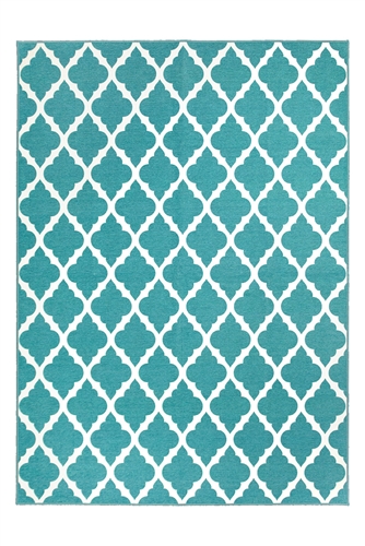 My Magic Carpet Moroccan Trellis Teal Washable Area Rug, 5' x 7'