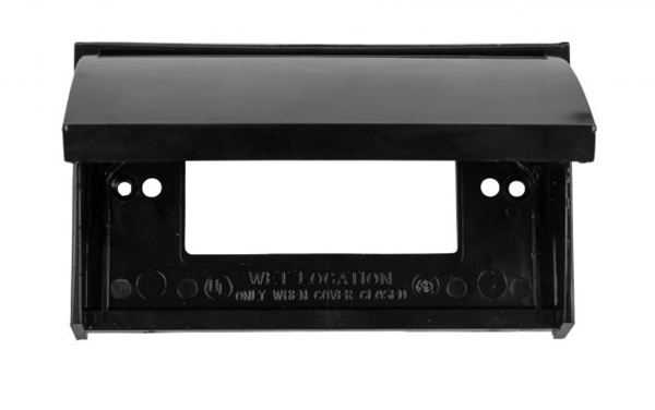 JR Products 05-12215 Weatherproof GFCI Outlet Cover, Black, Spring-Loaded Lid
