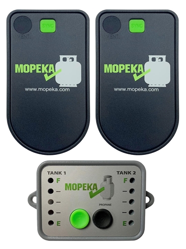 Mopeka Pro Check Bundle - 2 Pro Check Sensors, 1 LED Display, 2 Tank Halos  - Wireless Propane Gauge for your Dual RV Tanks - Monitor Propane Levels