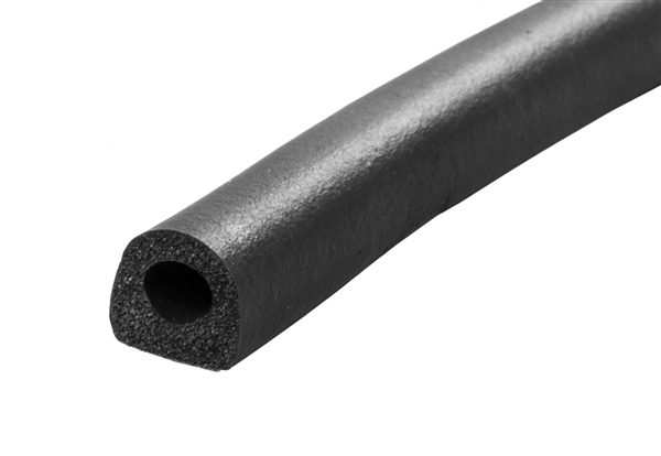 JR Products 06-30115 D-Shaped EPDM Sponge Rubber Seal, 1/2" x 1/2" x 25', Black