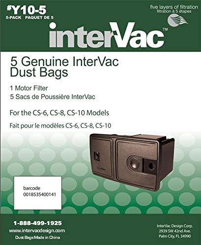 InterVac Y10-5 Disposable Vacuum Cleaner Bags For CS6/CS8 Vacuums - 5 Pack