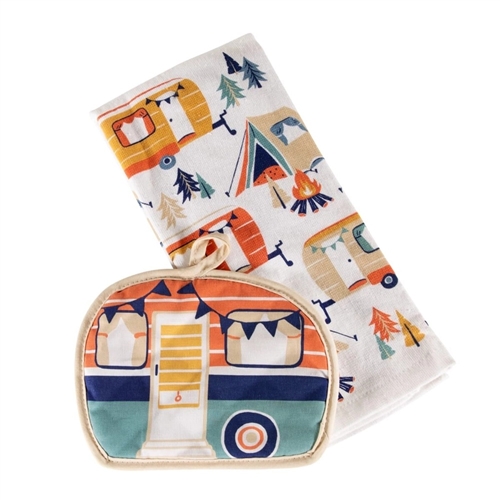 Lippert 2023051697 Kitchen Towel And Potholder 2-Piece Set, Camp Print Design
